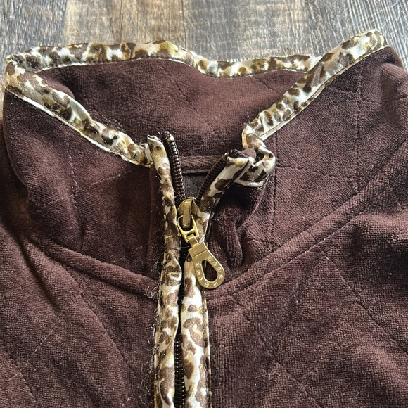 Onque Casuals Vintage Leopard Print Brown Velour Jacket Coat Women’s Size Large - Picture 2 of 10